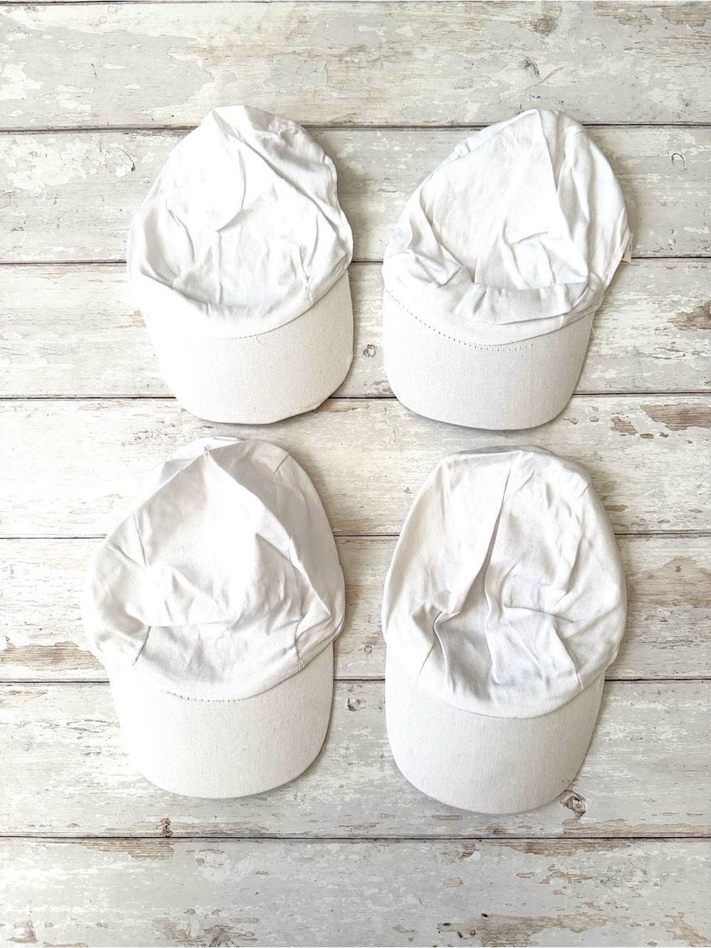 White Baseball Hats 4 Pack For Crafts Tie Dye Matching Costumes Etc